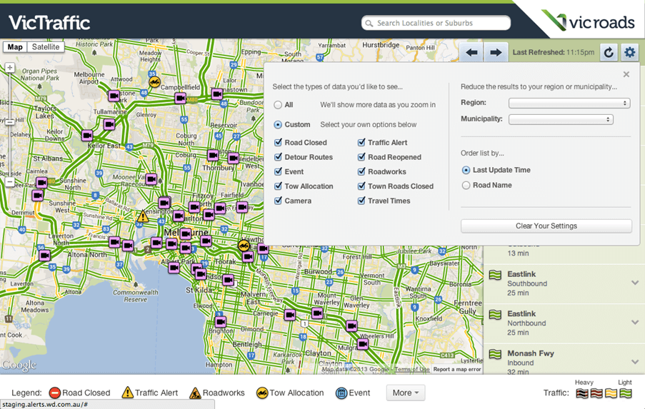 VicTraffic desktop Victraffic Web App
