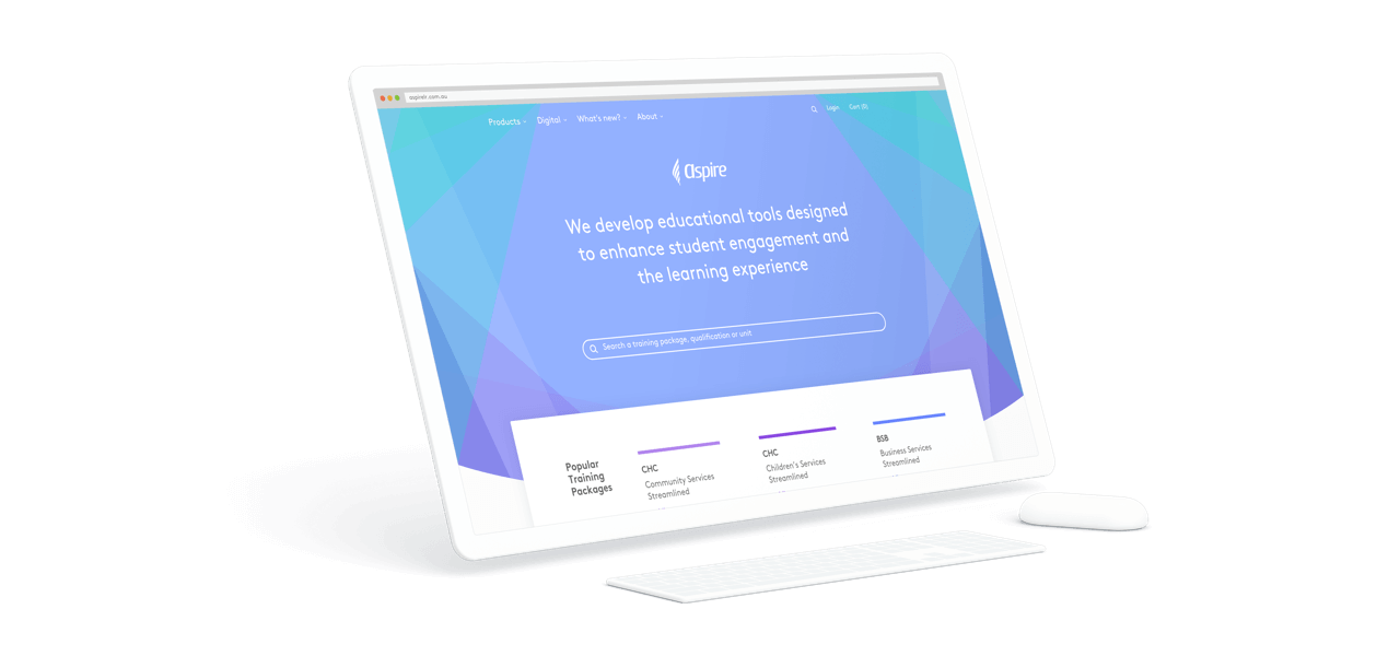 Computer showing screenshot from Aspire Learning Resources ecommerce system by Wave Digital App Development in Melbourne