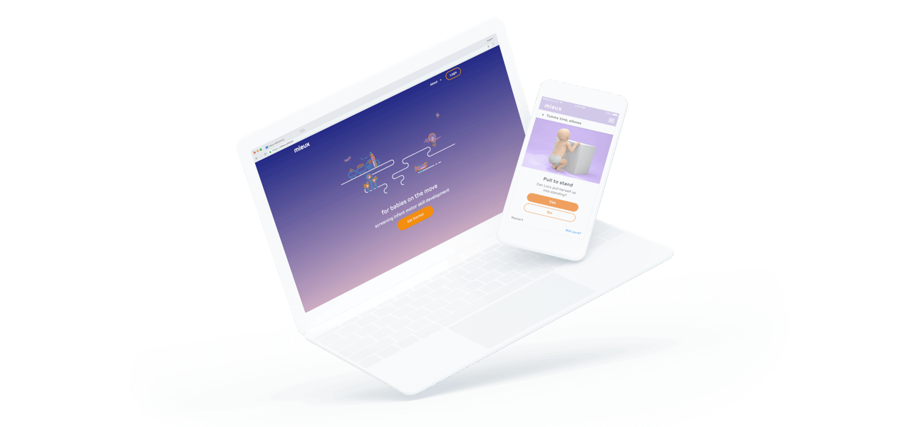 Computer screen and mobile showing the Mieux milestones app designed and developed by Wave Digital App Development in Melbourne