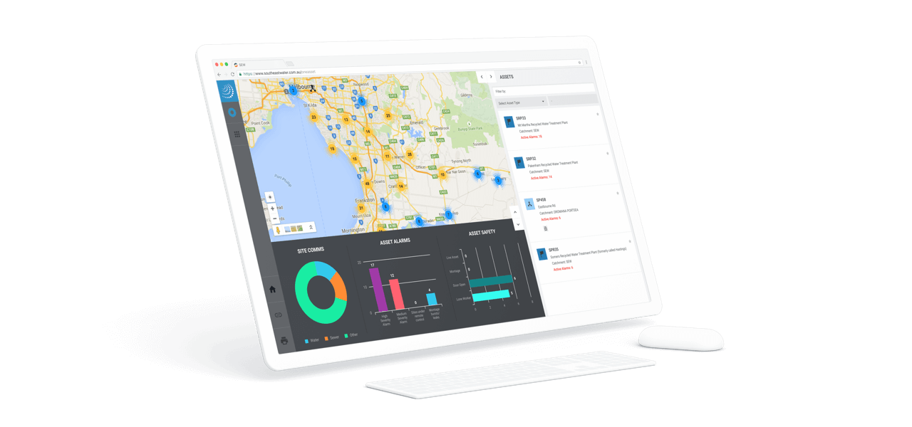 Computer showing screenshot from South East Water OneAsset app by Wave Digital App Development