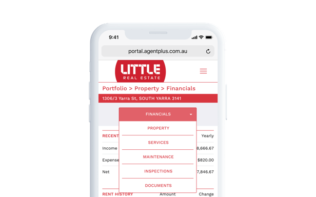 Mobile phone showing the Agentplus Propertyplus App designed and developed by Wave Digital App Development in Melbourne