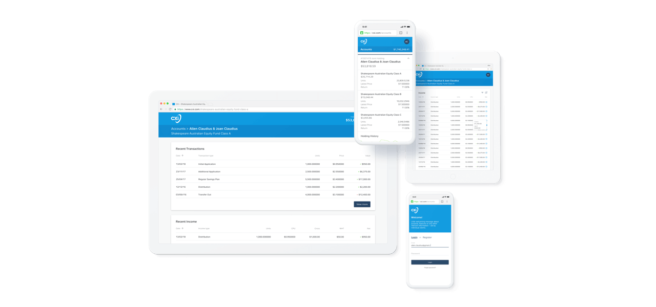 CXi Software Investor Portal app by Wave Digital